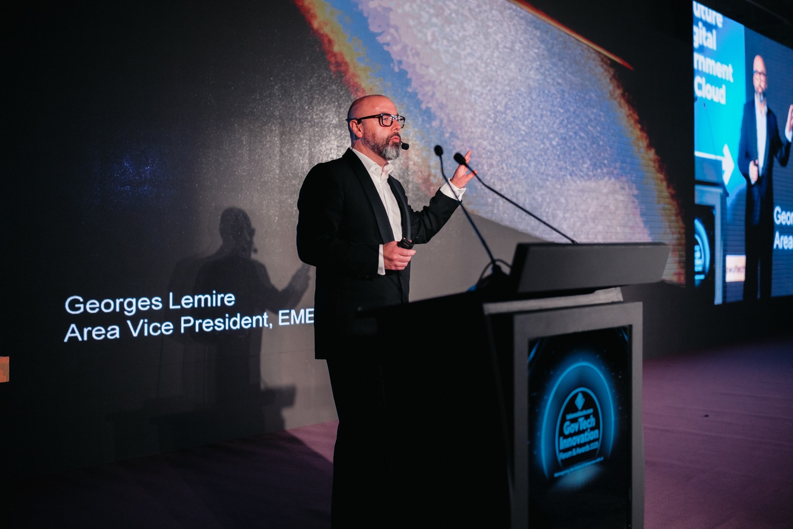 Georges Lemire speaking at the GovTech Innovation Forum