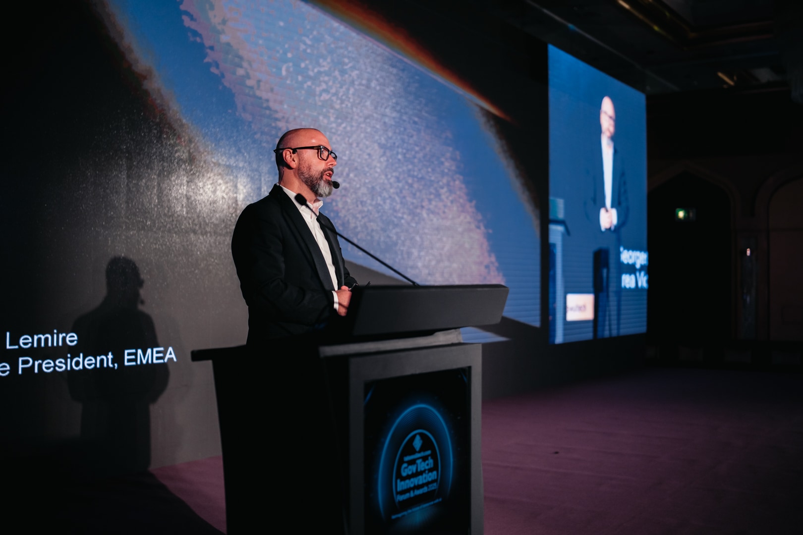 Georges Lemire speaking at the GovTech Innovation Forum